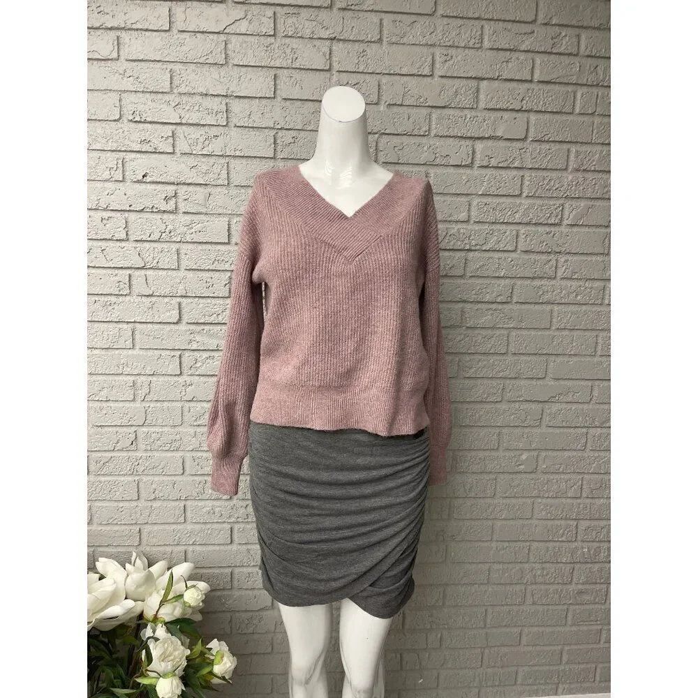 Pink Rose Women Hi-Low V Neck Long Sleeve Sweater Size S NWT